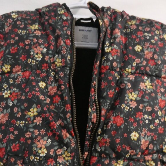 OLD NAVY | small (6-7) | Floral Hooded Quilted Puffer Jacket | Fleece Lined - Picture 9 of 16
